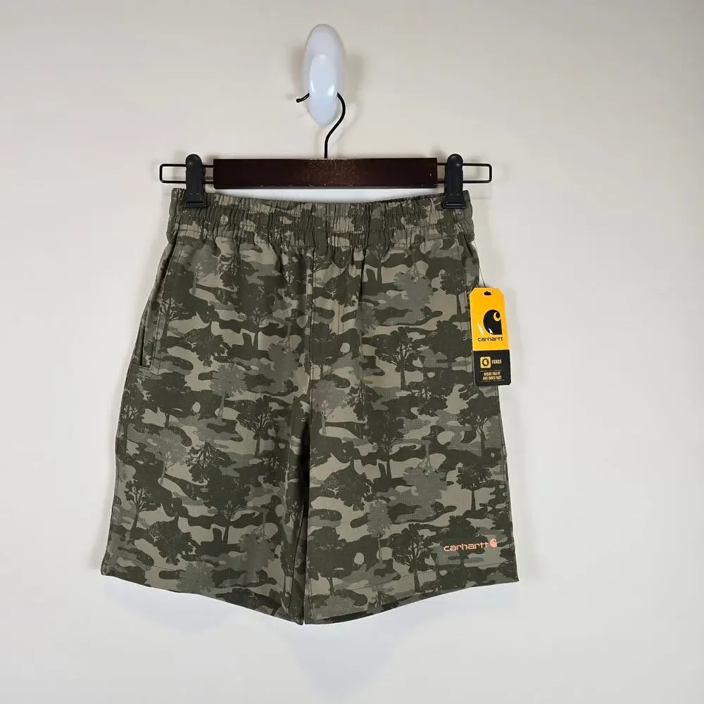 Carhartt Force Rugged Flex Camo Work Shorts Size S/8-10 Boys Stretch Ripstop